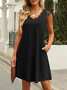 V Neck Casual Plain Summer Dress