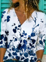 Loosen Floral Casual Round Neck Long Sleeve Top