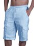Plain Cotton And Linen Shorts