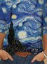 Loosen Abstract Cotton Blends Round Neck Long Sleeve Top