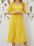 Loosen Printed Polyester Fibre Vacation Floral Dress