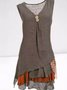 Regular Fit V Neck Vintage Cotton Casual Dress