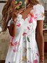 Floral Casual Loosen V Neck Dress