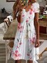 Floral Casual Loosen V Neck Dress