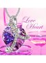 Super Sparkling Gemstone Multicolor Heart Pendant Necklace