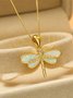 Ethnic Vintage White Opal Dragonfly Ladies Pendant Necklace Dress Jewelry