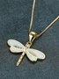 Ethnic Vintage White Opal Dragonfly Ladies Pendant Necklace Dress Jewelry