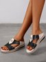 Pu Leather Wedge Heel Women Shoes>>Women's Shoes>>Women Sandals Slippers