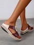 Pu Leather Wedge Heel Women Shoes>>Women's Shoes>>Women Sandals Slippers