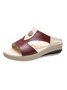 Pu Leather Wedge Heel Women Shoes>>Women's Shoes>>Women Sandals Slippers