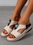 Pu Leather Wedge Heel Women Shoes>>Women's Shoes>>Women Sandals Slippers