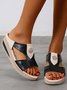 Pu Leather Wedge Heel Women Shoes>>Women's Shoes>>Women Sandals Slippers