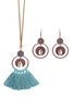 3Pc Retro Style Holiday Leisure Geometric Hollow Tassel Earrings Necklace Set
