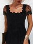 Regular Fit Plain Lace Square Neck Dress