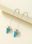 Ethnic Vintage Geometric Long Turquoise Earrings