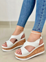 Wedge Heel Pu Leather Sandals