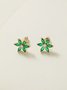 Commuter Simple Green Zircon Petal Earrings