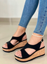 Wedge Heel Pu Leather Sandals