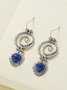 Ethnic Vintage Spiral Blue Gemstone Handmade Earrings