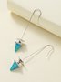 Ethnic Vintage Geometric Long Turquoise Earrings