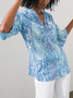 V Neck Casual Cotton Blends Tribal Shirt & Blouses
