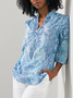 V Neck Casual Cotton Blends Tribal Shirt & Blouses