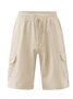 Plain Cotton And Linen Shorts