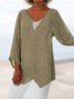 Loosen Solid U-Neck Shirt & Blouses