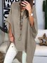 Boho Plain V Neck Cotton Shirt & Blouses