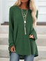 Round Neck Solid Loosen Casual Jersey T-shirt