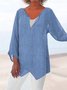 Loosen Solid U-Neck Shirt & Blouses