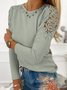 Solid Cotton Blends Crew Neck Skinny Long Sleeve Top
