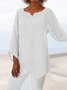 Loosen Solid U-Neck Shirt & Blouses