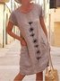 Cotton Loosen Crew Neck Floral Dress