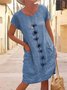 Cotton Loosen Crew Neck Floral Dress