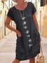Cotton Loosen Crew Neck Floral Dress