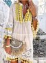 Plain Notched Regular Fit Boho Dress