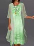 Regular Fit Crew Neck Elegant Polyester Fibre Floral Dress