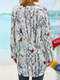 Raglan Sleeve Plants Crew Neck Loosen Long Sleeve Top