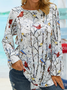 Raglan Sleeve Plants Crew Neck Loosen Long Sleeve Top