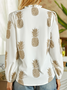 Polyester Fibre Floral Ruched V Neck Shirt & Blouses