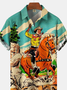 Animal Shirt Collar Short Sleeve Pockets Shirt ＆ Blouse