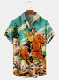 Animal Shirt Collar Short Sleeve Pockets Shirt ＆ Blouse