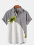 Short Sleeve Shirt Collar Coconut Tree Shirt ＆ Blouse