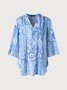 V Neck Casual Cotton Blends Tribal Shirt & Blouses