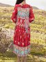 Tribal Loosen Cotton Boho Floral Dress