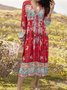 Tribal Loosen Cotton Boho Floral Dress