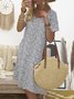 Geometric Crew Neck Casual Loosen Floral Dress