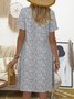Geometric Crew Neck Casual Loosen Floral Dress