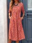 Loosen Printed Polyester Fibre Vacation Floral Dress